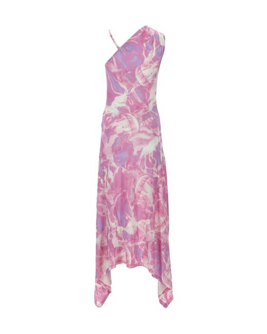 Versace Jeans Pink Couture Asymmetric Printed Dress