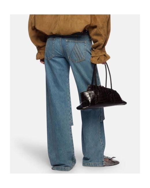 The Attico Blue The Logo-Patch Straight-Leg Jeans