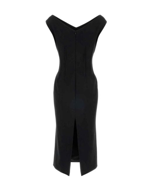 Jil Sander Black V-Neck Sleeveless Midi Dress