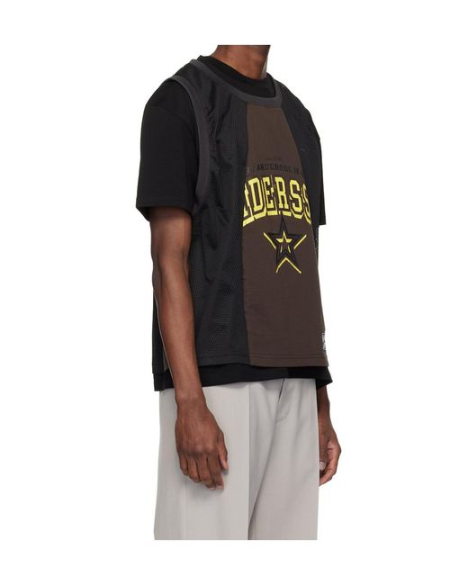 ANDERSSON BELL Black Basketball Jersey Layered T-Shirt for men