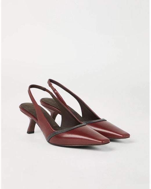Brunello Cucinelli Brown 55Mm City Slingback Pumps