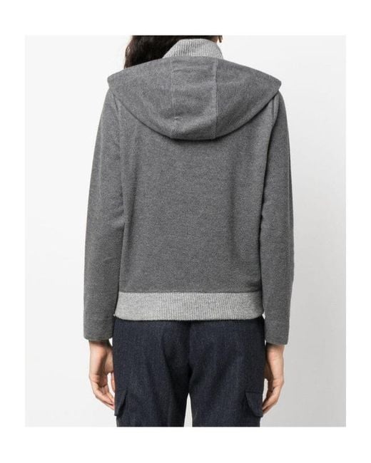 Peserico Gray Zipped Hooded Jacket