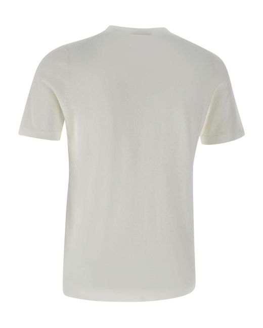 Kangra Cashmere White Kangra Short-Sleeved Crewneck T-Shirt for men