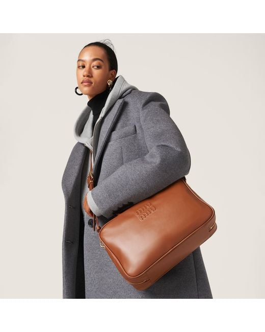 Miu Miu Gray Single-Breasted Velour Coat