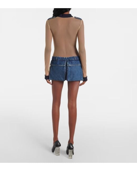 Coperni Blue Hallucination Sheer And Denim Mini Dress