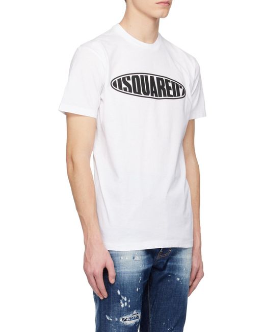 DSquared² White Logo-Printed Crewneck T-Shirt for men