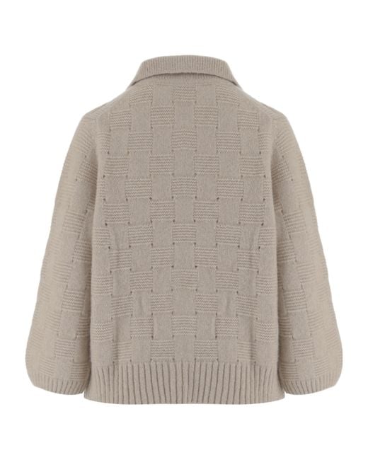 Allude Brown Textured Knit Cardigan