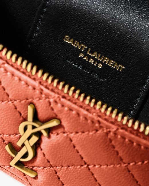 Saint Laurent White Gaby Micro Lambskin Cosmetic Bag