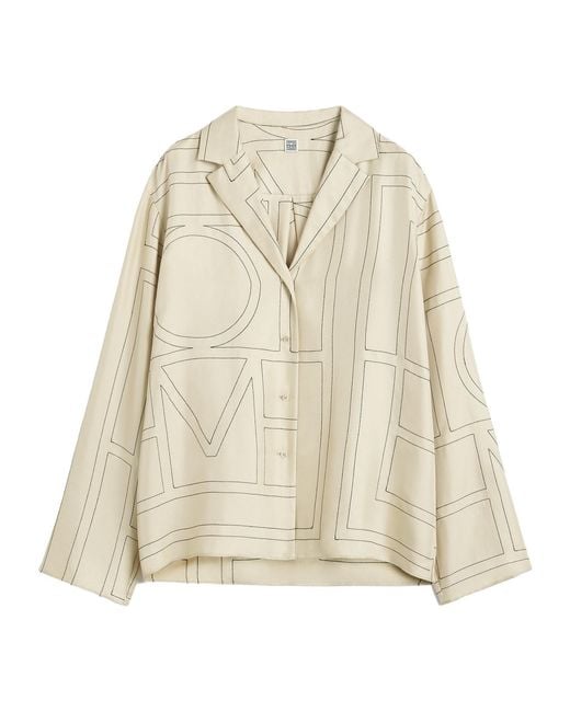 Totême Natural Totême Monogram-Print Satin Shirt