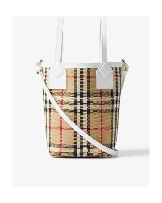 Burberry White London Mini Tote Bag