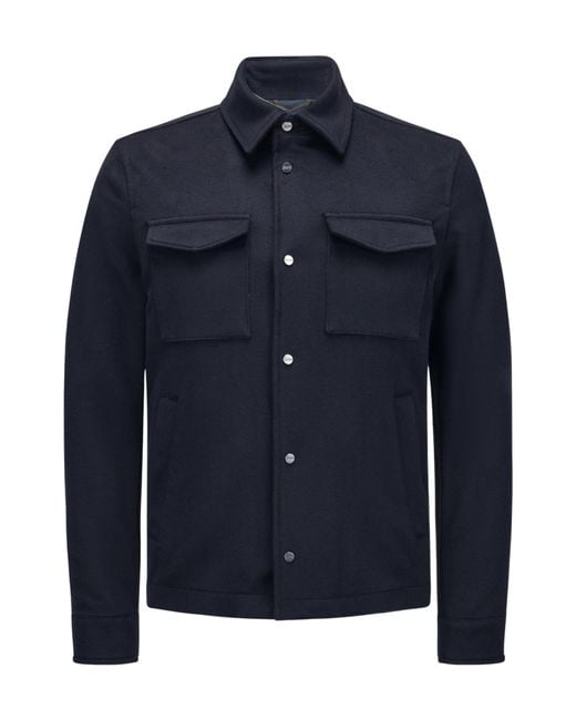Herno Blue Button-Front Chest Pocket Jacket for men