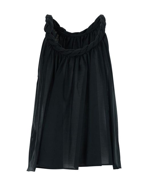 Semicouture Black Semi Couture Braided Neck Sleeveless Top