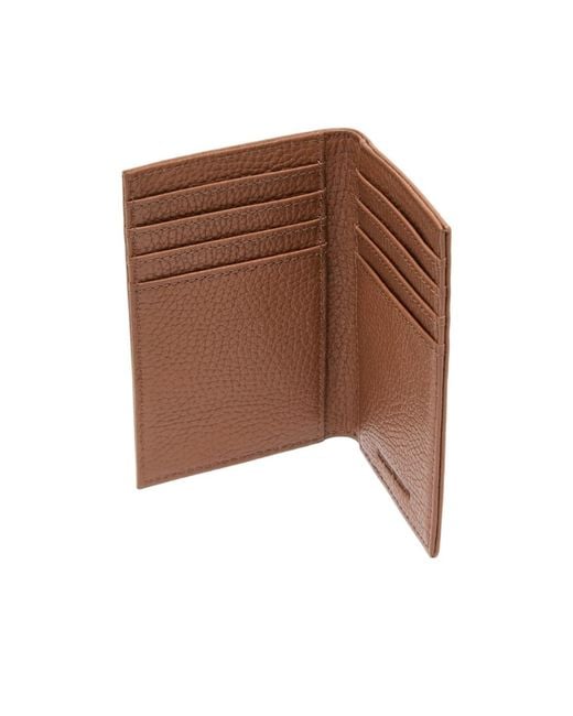 Emporio Armani Brown Tumbled-Leather Bi-Fold Card Holder for men