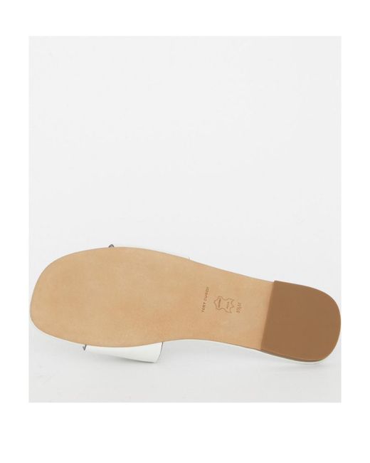Tory Burch White Logo Patch Slip-On Sandals