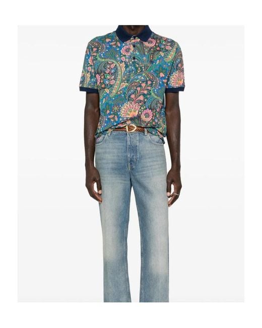 Etro Multicolor Paisley-Print Polo Shirt for men