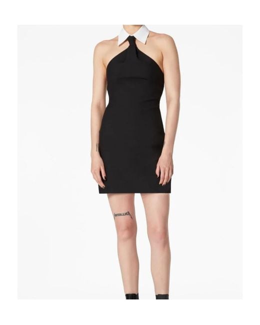 Valentino Black Collar Detailed Sleeveless Mini Dress