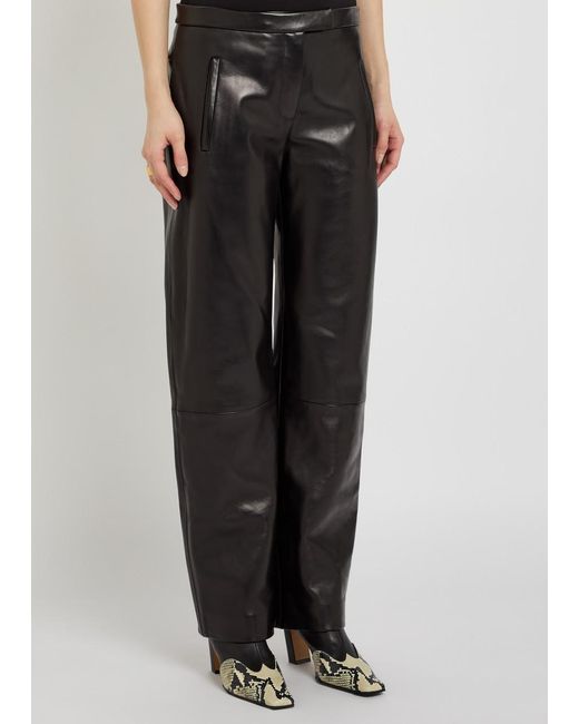 Khaite Black Miles Leather Trousers