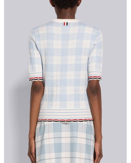 Thom Browne White Check-Pattern Knitted Top