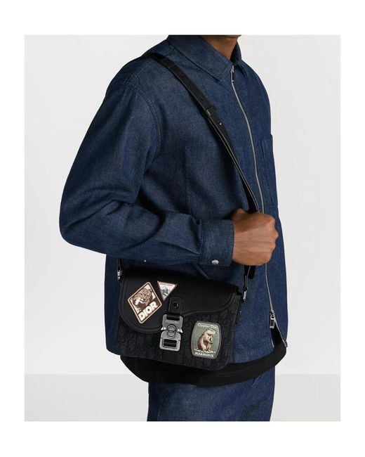 Dior Black Small Saddle Messenger Bag With Flap for men