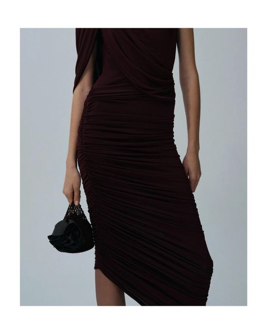 Magda Butrym Red Asymmetrical Draped Midi Skirt