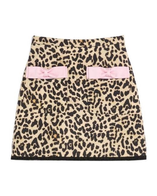 Valentino Multicolor Bow Detailed Animal Patterned Skirt
