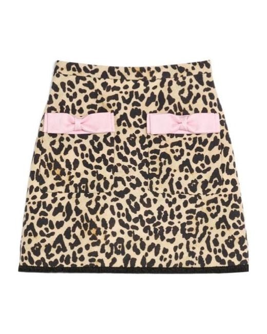 Valentino Multicolor Bow Detailed Animal Patterned Skirt