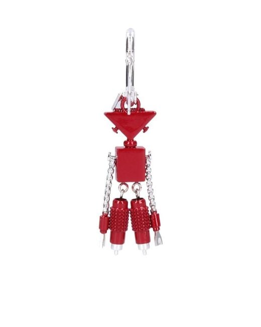 Prada Red Charm-Detailed Hoop Earring for men