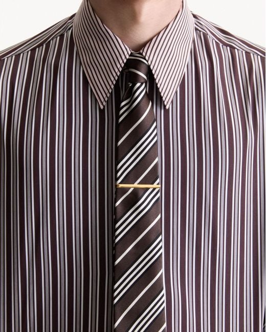 Saint Laurent White Striped Tie for men