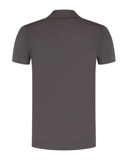 Brioni Gray V-Neck Short-Sleeved Polo Shirt for men