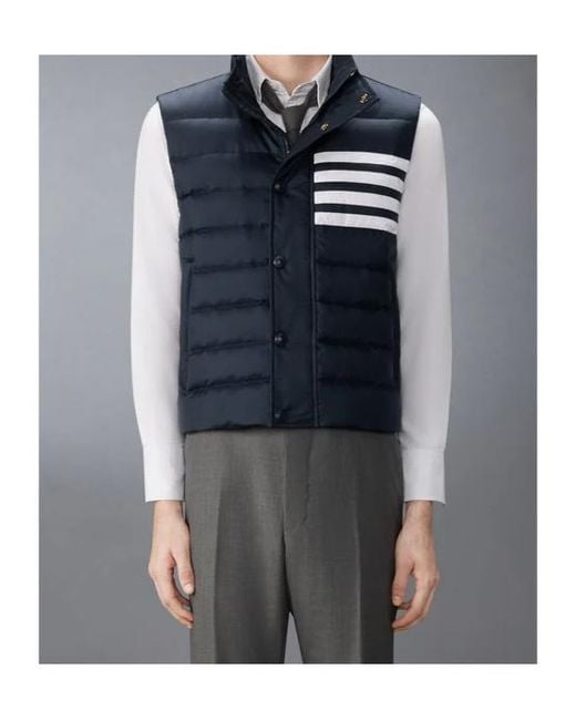 Thom Browne Blue Four-Bar Downfill Gilet for men