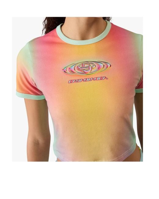 Casablanca Pink Printed Cropped T-Shirt