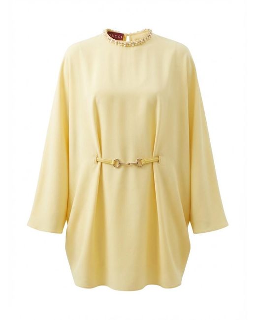 Gucci Natural Cady Horsebit Belt Dress