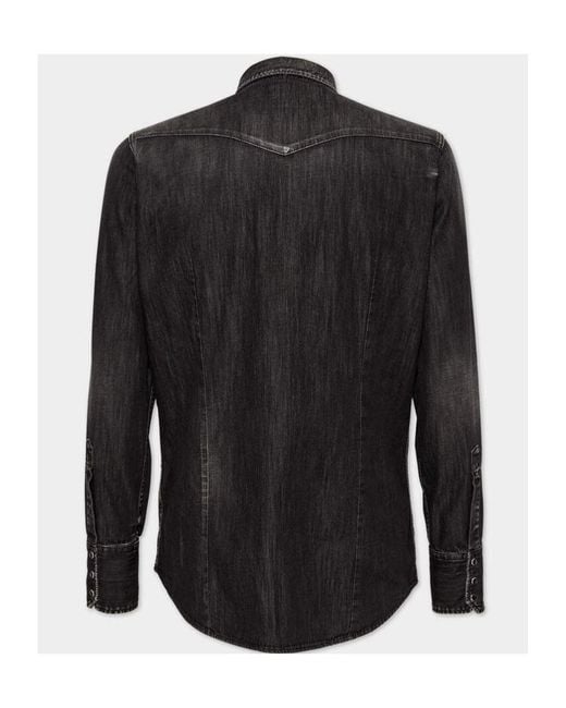 DSquared² Black Distressed Denim Shirt for men