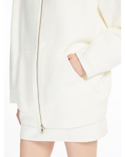 Max Mara White Zip-Up Hooded Jacket