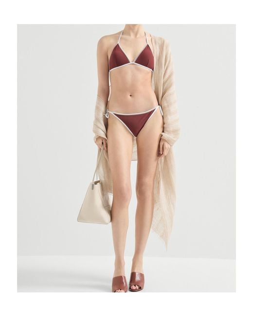 Brunello Cucinelli Multicolor Triangle-Cup Bikini Top