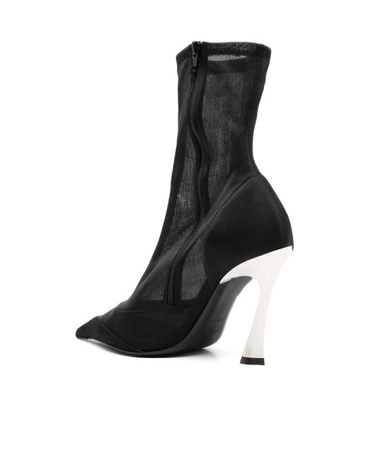 Mugler Black Pointed Short Boots