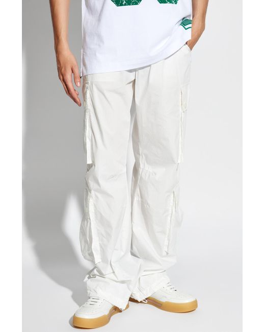 Dolce & Gabbana White Straight Leg Cargo Pants for men