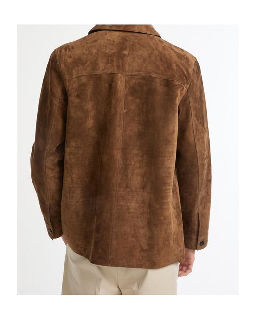 Yves Salomon Brown Buttoned Suede Jacket