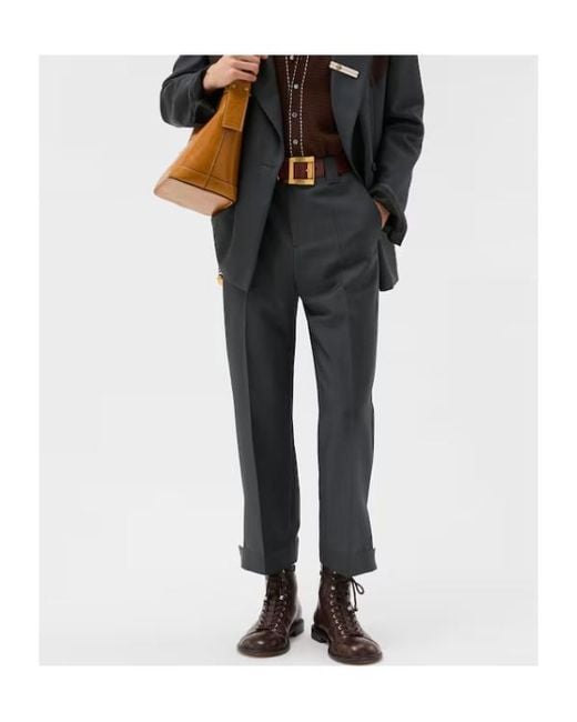 Versace Gray Creased Formal Trousers for men