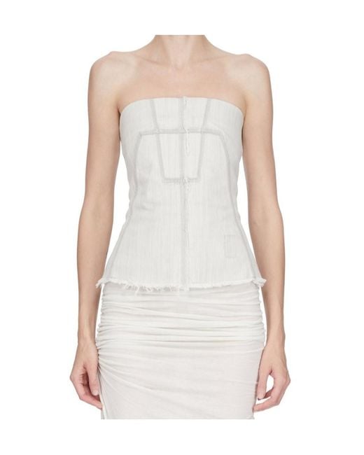 Rick Owens White Bustier Denim Top