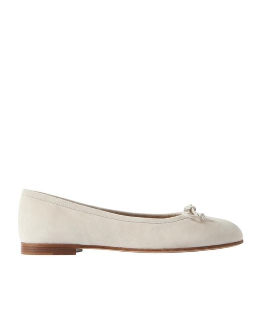 Manolo Blahnik White Round Toe Ballet Shoes