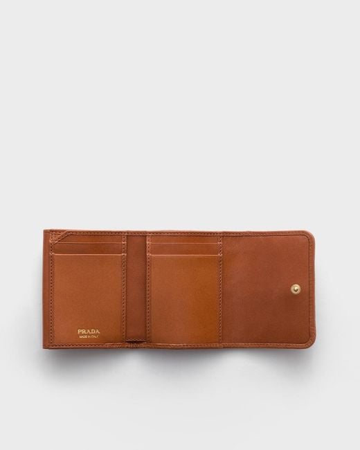 Prada Brown Small Woven Leather Wallet