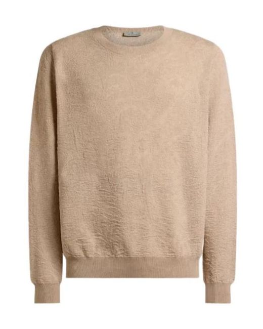 Etro Natural Cotton Sweater With Floral Paisley Motif for men