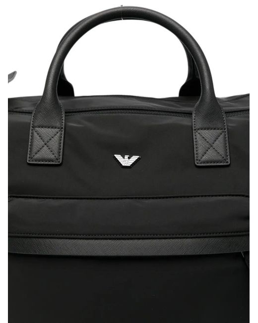 Emporio Armani Black Logo-Plaque Holdall for men