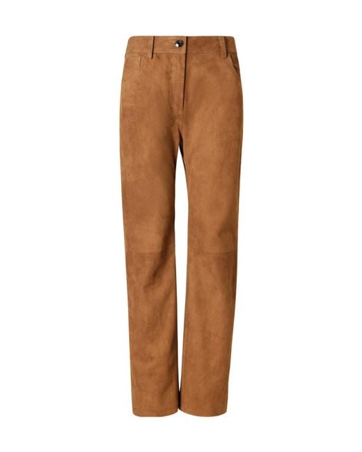 Magda Butrym Brown Suede Corduroy Straight-Leg Pants