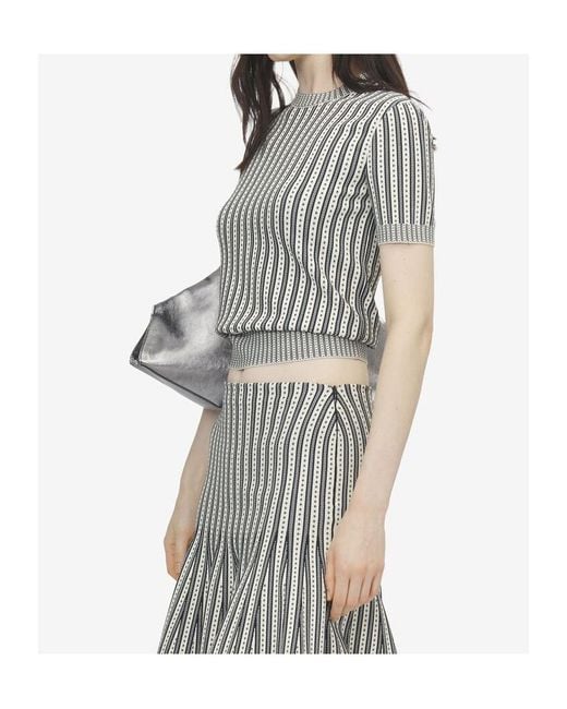 McQueen Gray Striped Knit Top