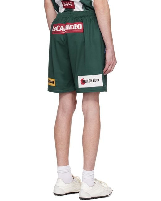 Martine Rose Green Elastic Waist Shorts for men