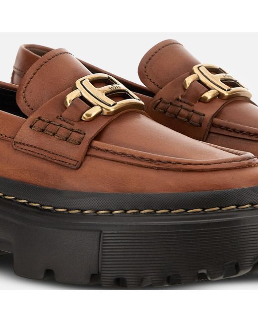Hogan Brown H619 Slip-On Loafers