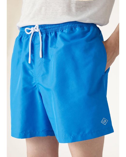 Loro Piana Blue Elastic Waist-Edge Beach Shorts for men
