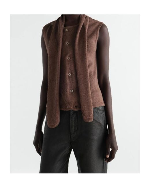 Lemaire Brown Asymmetrical Cardigan